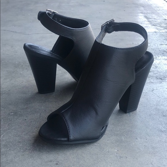 CityClassified Womens Peep Toe Ankle Booties Black - Picture 4 of 10
